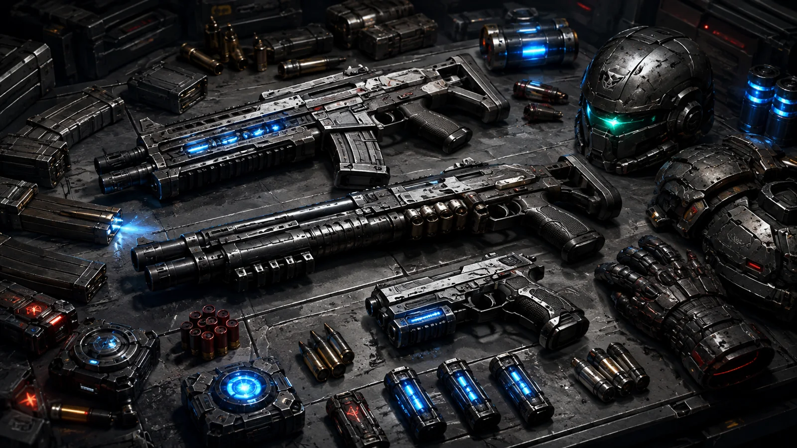 Sci-fi weapon and armor loadout for Metal Avenger